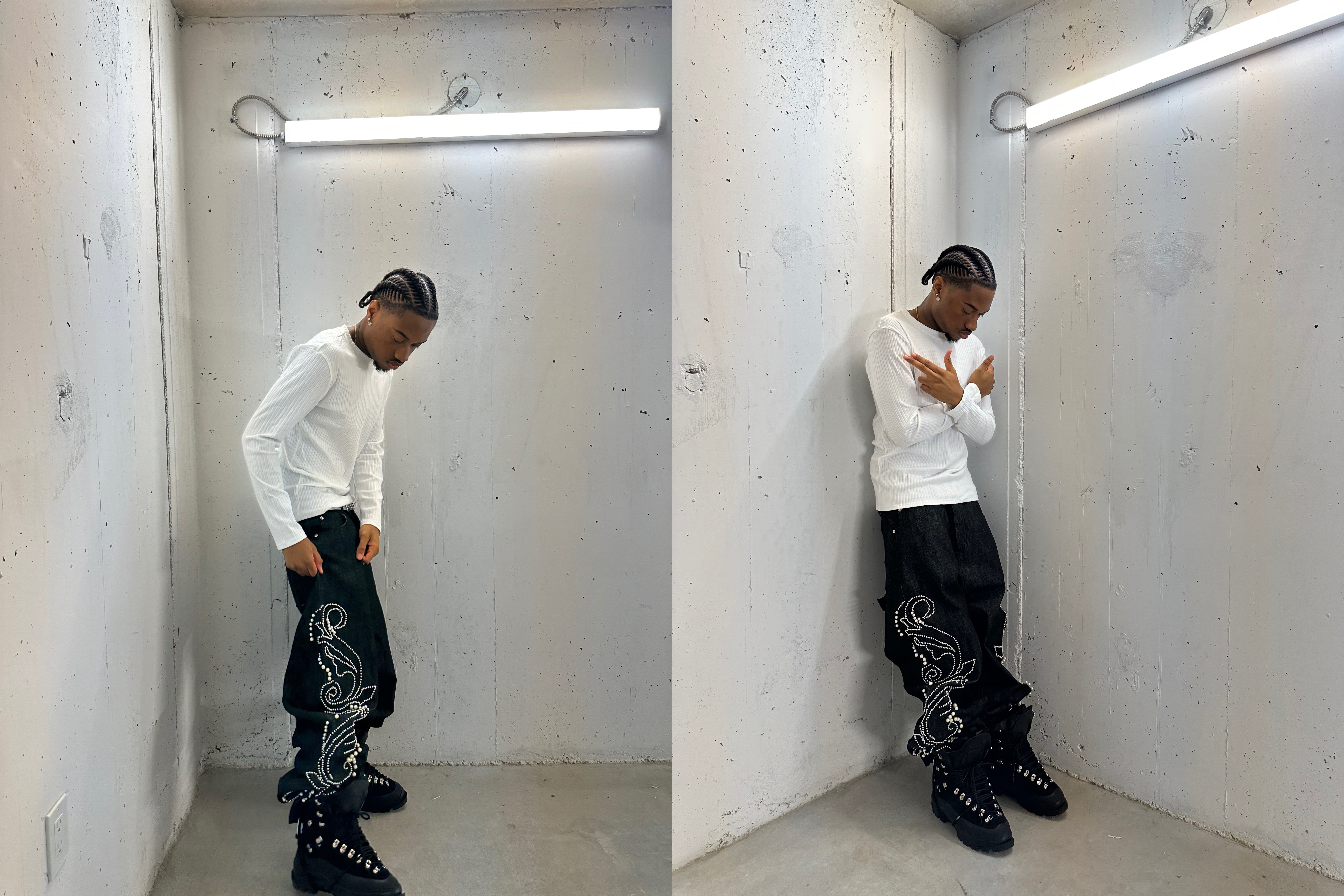 PEARL RAW DENIM [BLACK]